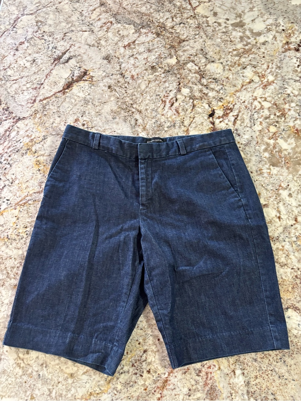 Banana Republic Navy Denim-Style Flat Front Shorts